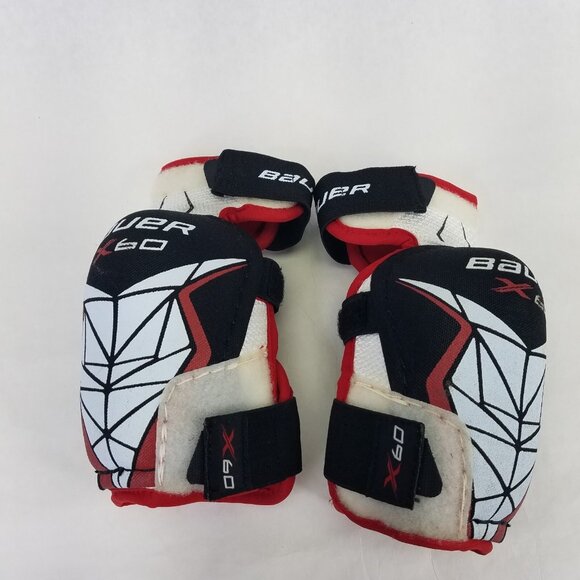 Bauer Vapor X60 Elbow Pads Guard Jr Small Hockey Hook Loop 3 Straps Hard Shell - Picture 3 of 16